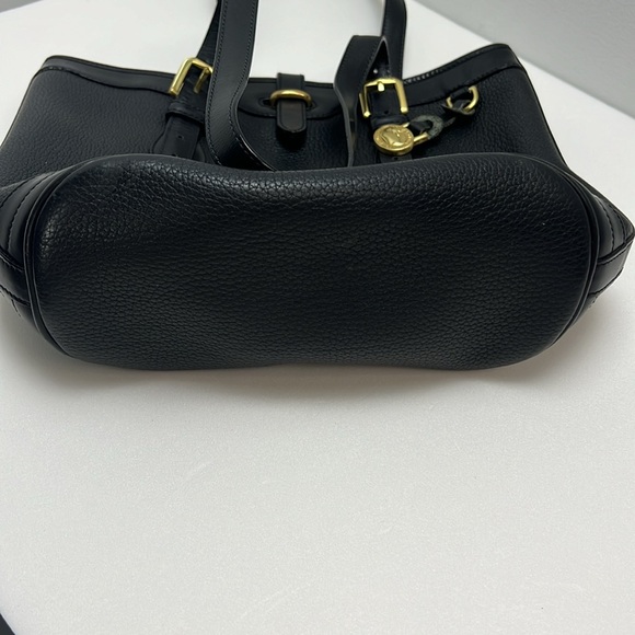Vintage Dooney & Bourke Black All Weather Leather Pebbled Tote Gold Hardware - Picture 9 of 15